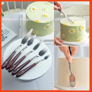 Bộ 5 chà láng mini trang trí bánh kem, làm dụng cụ vẽ tranh bằng thép không gỉ, thiết kế cao cấp - eBếp247