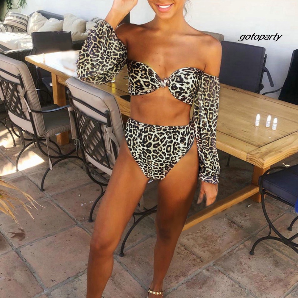 Bộ Bikini 2 Mảnh Hở Vai Họa Tiết Da Báo Có Đệm Ngực Cho Nữ | BigBuy360 - bigbuy360.vn