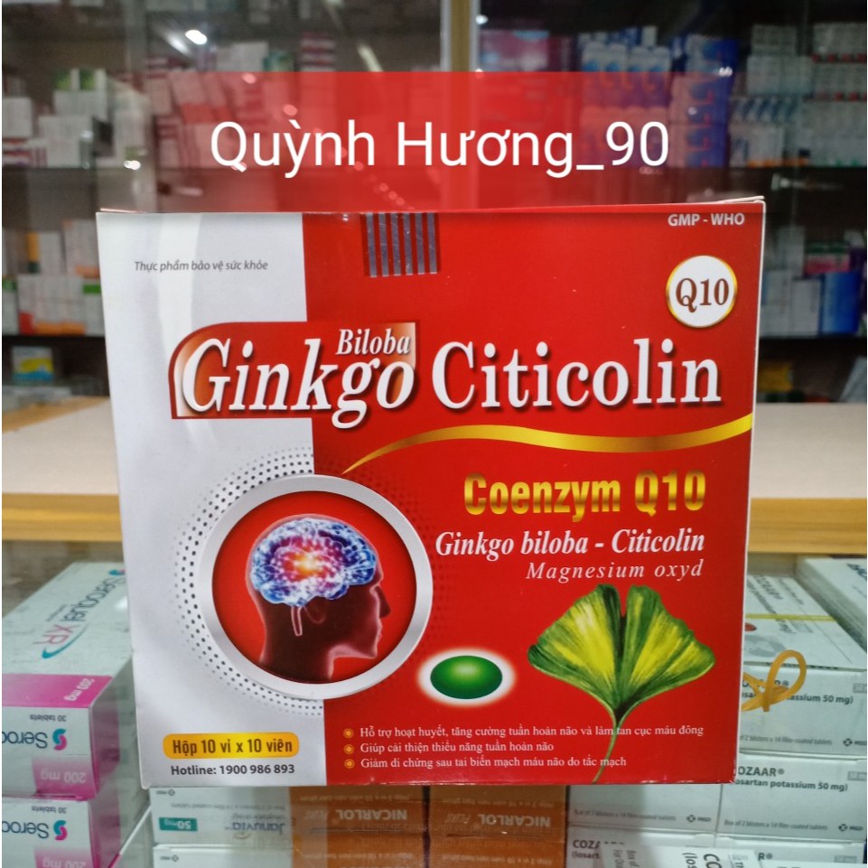 Viên uống GINKGO BILOBA CITICOLIN Q10 mẫu mới giúp hoạt huyết,tăng cường trí nhớ