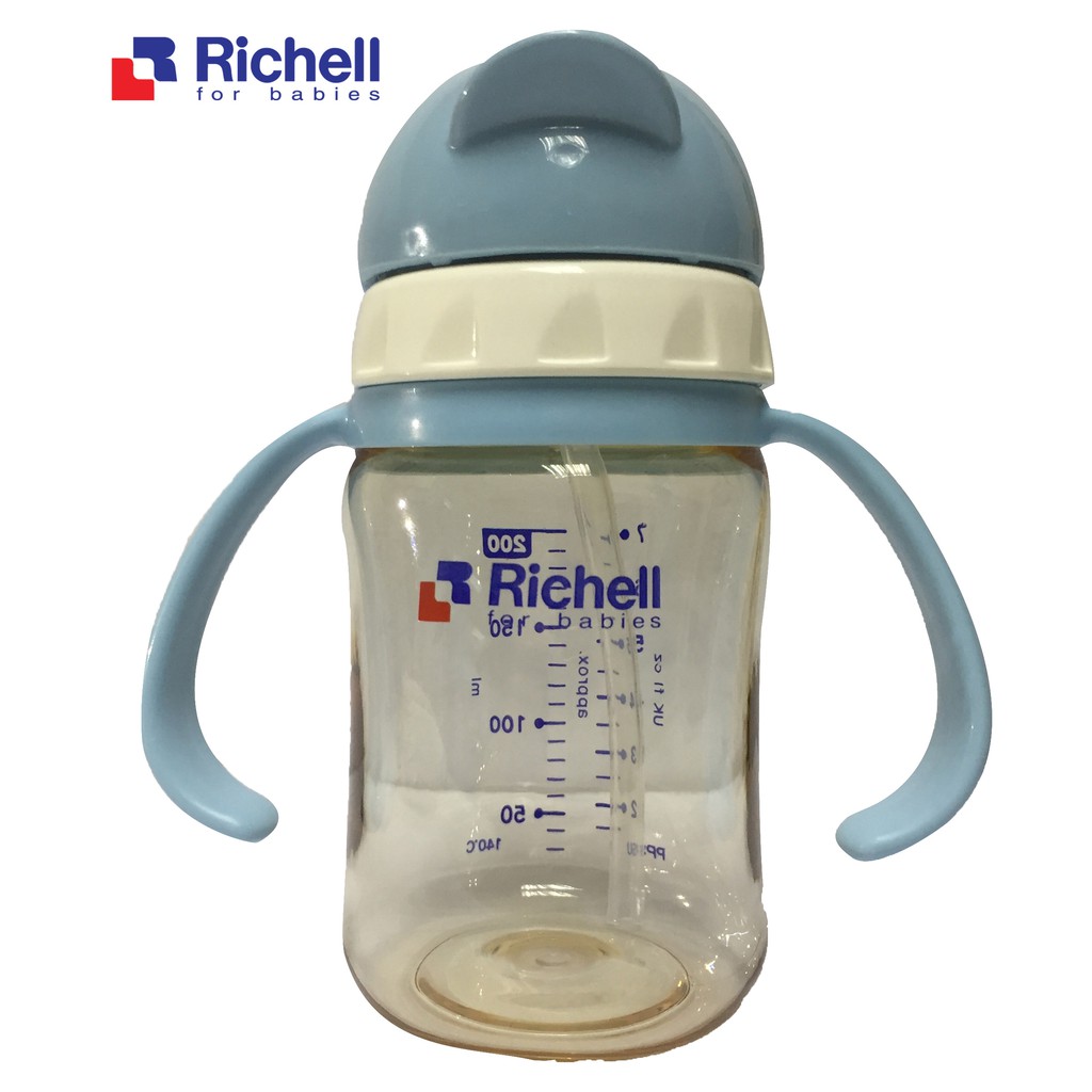 Bình ống hút PPSU Richell 200ml xanh