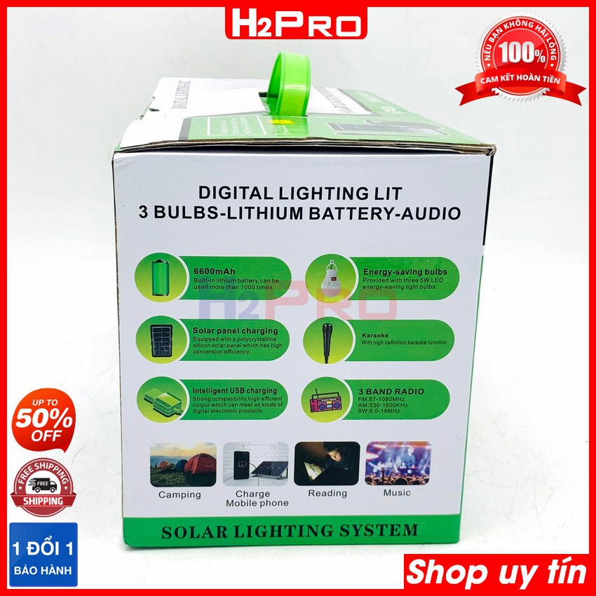 Loa bluetooth karaoke T-5219A H2Pro pin sạc năng lượng mặt trời, radio-USB-thẻ nhớ-đèn pin-sạc dự phòng (tặng quà)