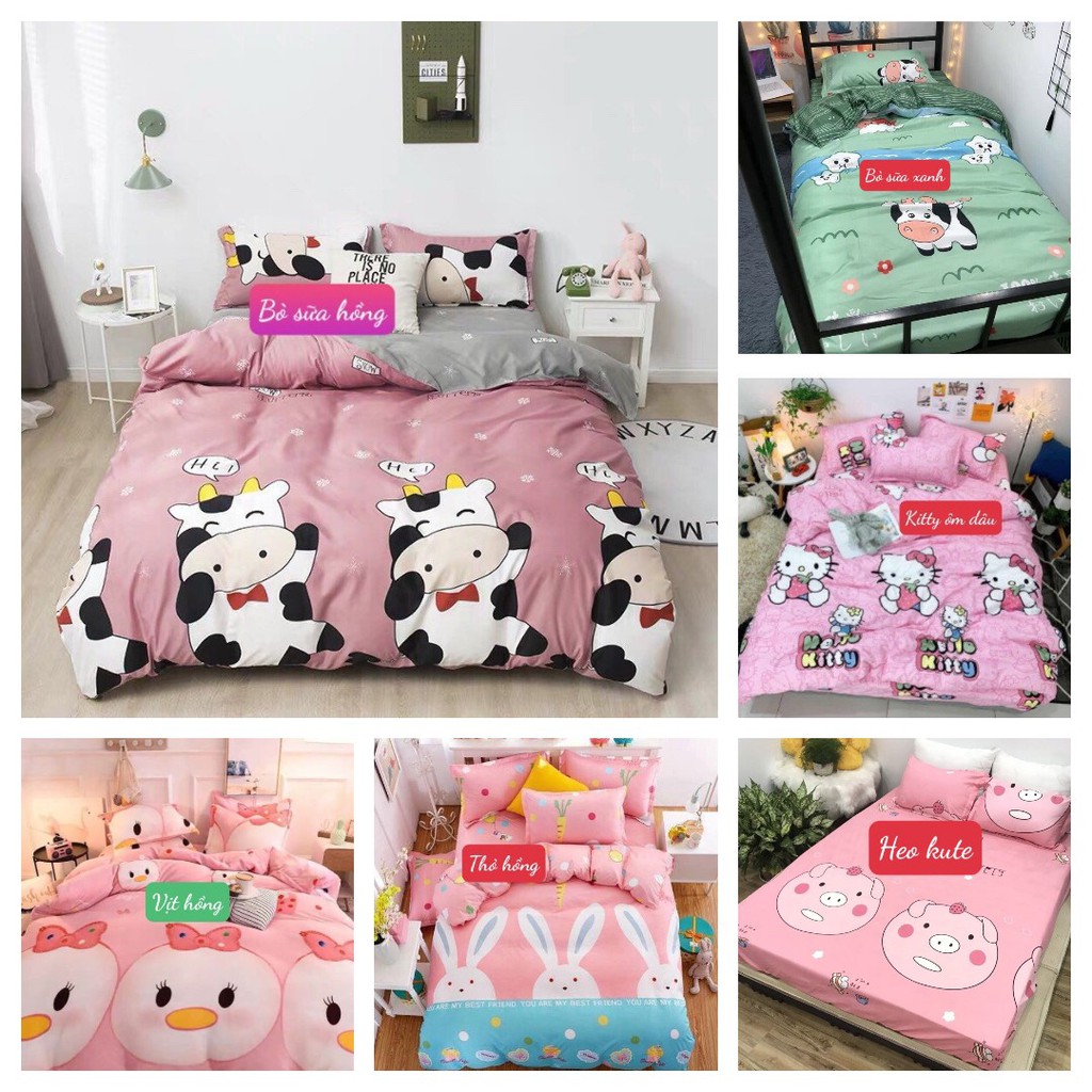 [Bộ ga gối 1m6x2m]Bộ ga gối 3 món Cotton poly,1 ga 2 vỏ gối totobed1479