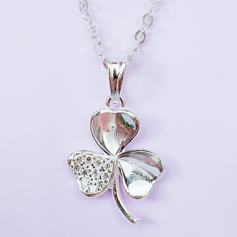 Dây chuyền bạc dây mặt cỏ 3 lá bạc ta_Van jw