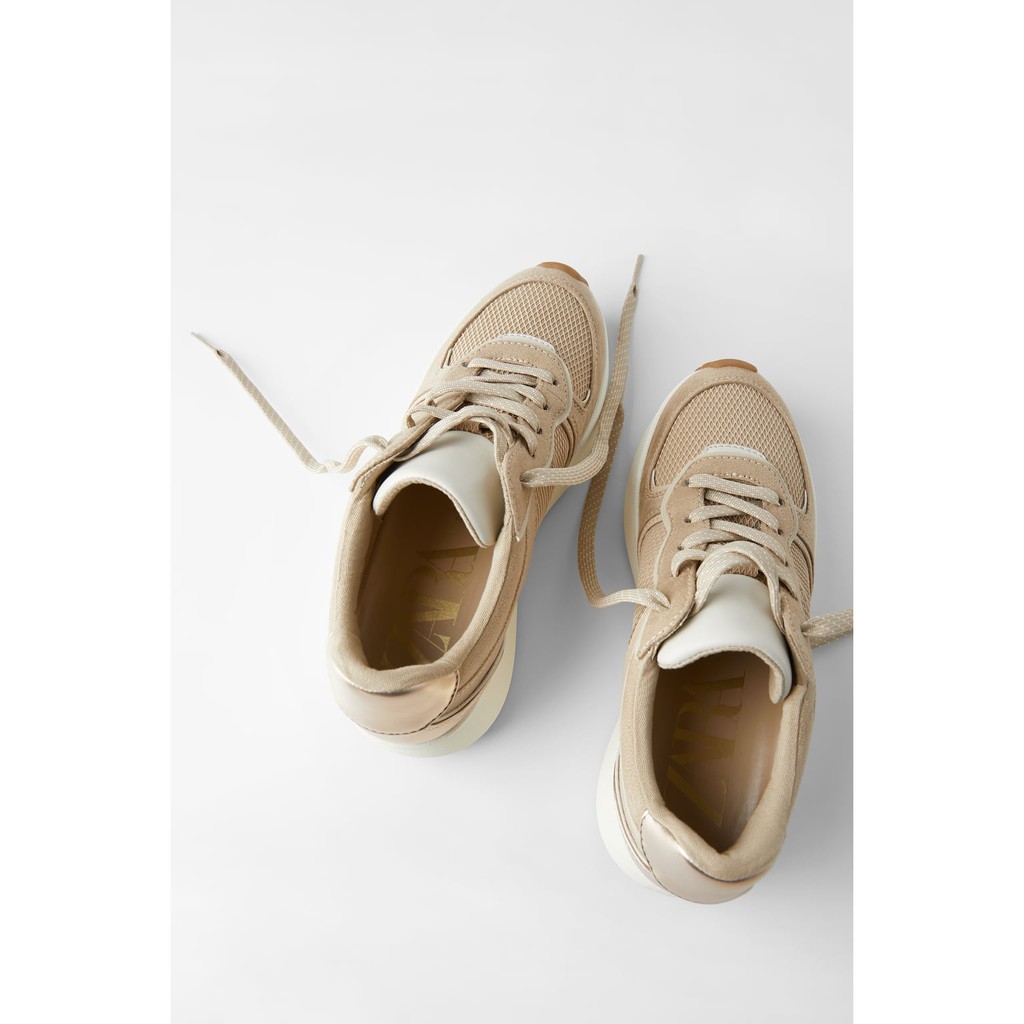 Giày thể thao nữ phối vải lưới đế bánh mì Zara authentic
