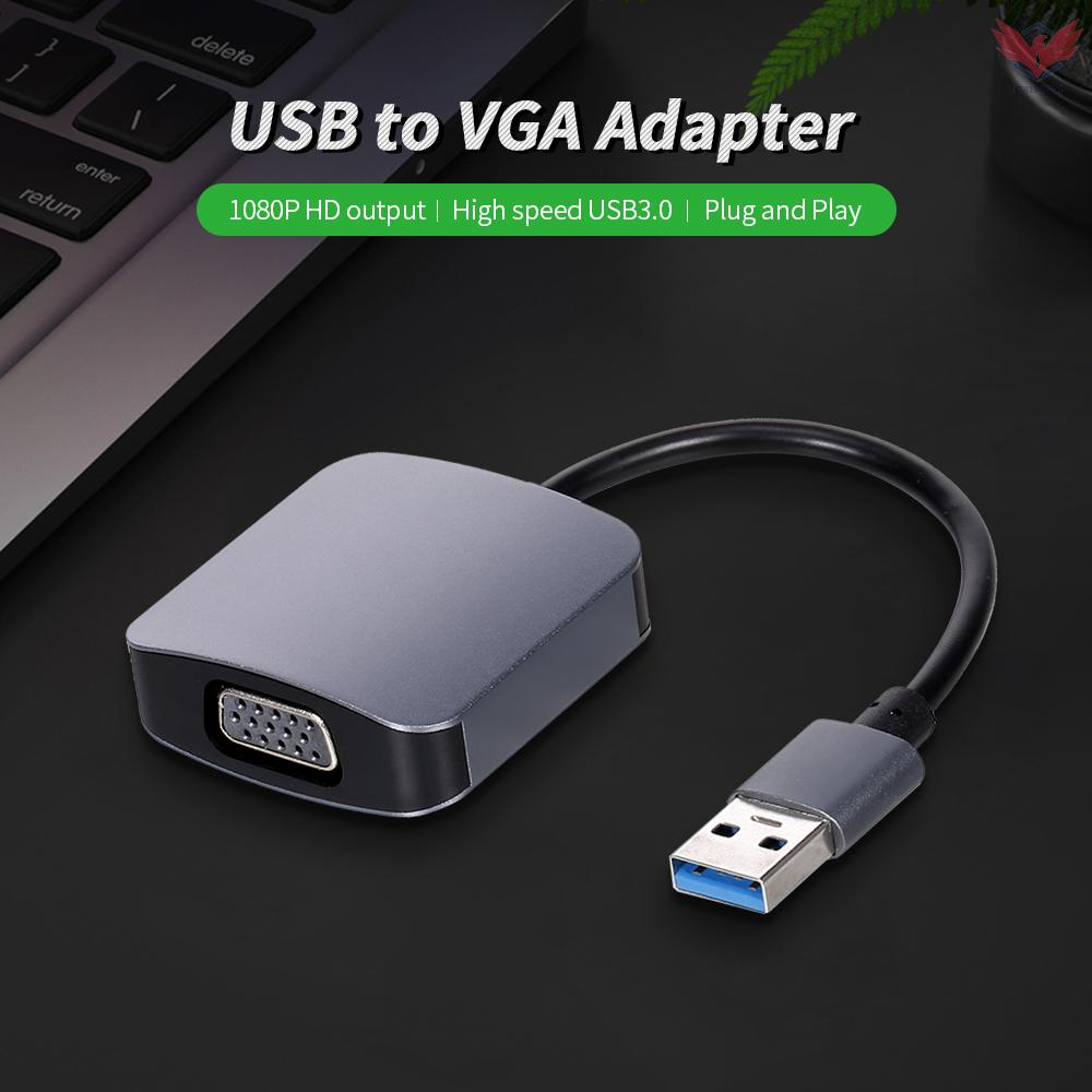 Fir USB to VGA Adapter 1080P Ultra HD USB3.0 Video Adapter Screen Mirroring Adapter for TV/Monitor/Projector Gray