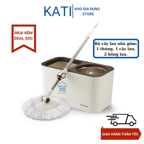 Bộ Cây Lau Nhà LOCK&LOCK, Chổi Lau Nhà Thép Không Gỉ ETM478