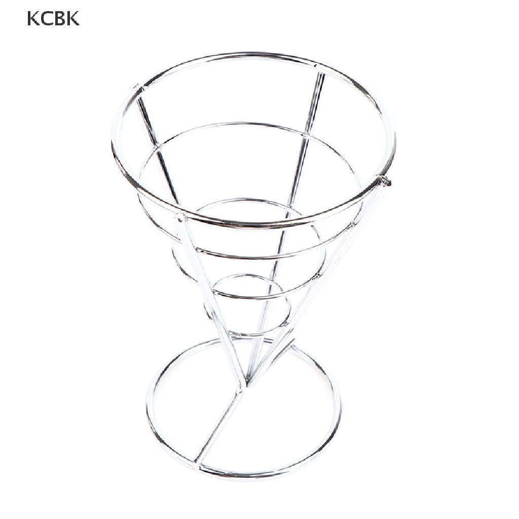 KC Stainless steel French Fry Stand Cone Basket Holder for Fries Fish and Chips BK