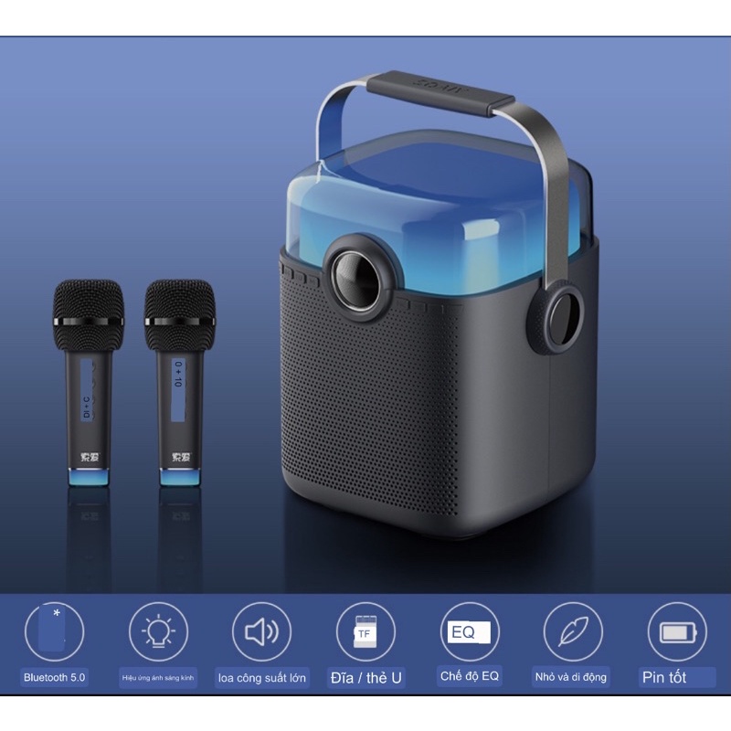 Loa Bluetooth karaoke soaiy sh08 công suất lớn kèm mic không dây