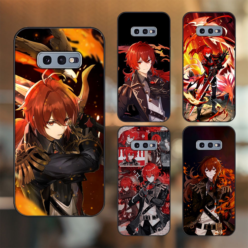 Ốp lưng Samsung S10e viền đen in hình Diluc Genshin Impact