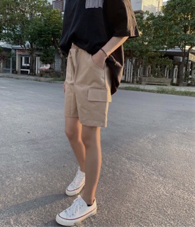 Quần short kaki túi hộp trơn basic -Phong cách thể thao
