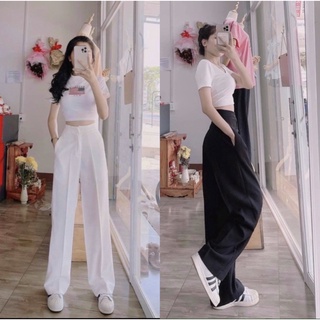 Quần tây ống suông khoá kéo - đen, trắng - QT3