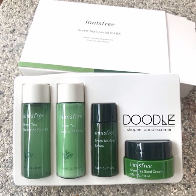 Kit phục hồi da mụn, cấp ẩm Innisfree Green Tea Special Kit EX 4 items phiên bản update 2019 (Có Sẵn)