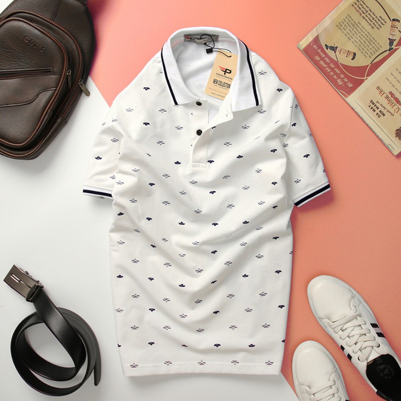 Áo thun polo cổ bẻ nam SPMAHT25 in họa tiết hình con thuyển form cơ bản, thoáng mát - PigoFashion