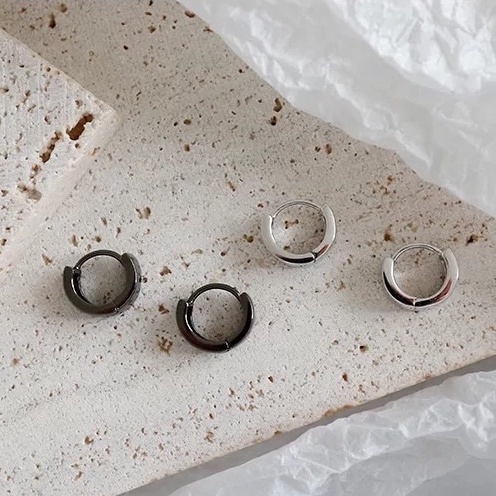 Khuyên tai bạc - Grandiose - Khóa tròn to - CALLA JEWELRY l E042