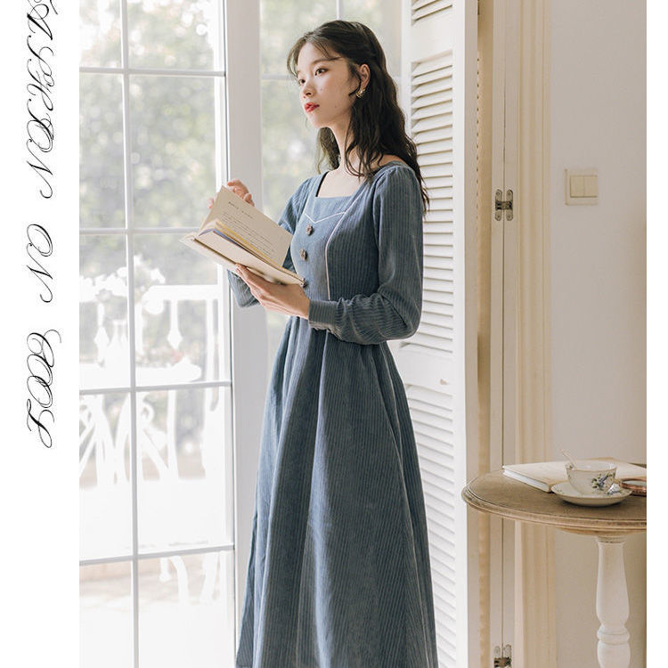 【CoCo】Đầm,đầm tay dài nữ,đầm nữ đẹp giá rẻ - Đầm Nữ Dài Tay Cổ Vuông Form Dài Rộng Thời Trang 2020