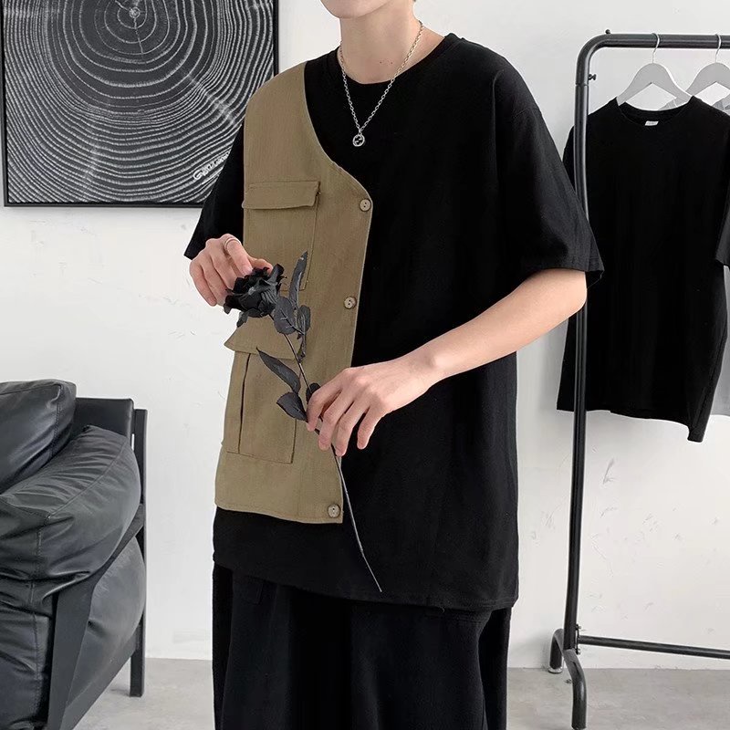 Áo Thun Tay Ngắn Giả Hai Lớp Phong Cách Mùa Hè Thời Trang Mới Chất Lượng Cao Dành Cho Nam