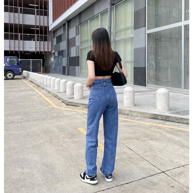 [ Hình Thật Shop Chụp] Quần Jeans Nữ  Ống Loe  Dài Lưng Cao Rách Lai Shop Yuri Jeans