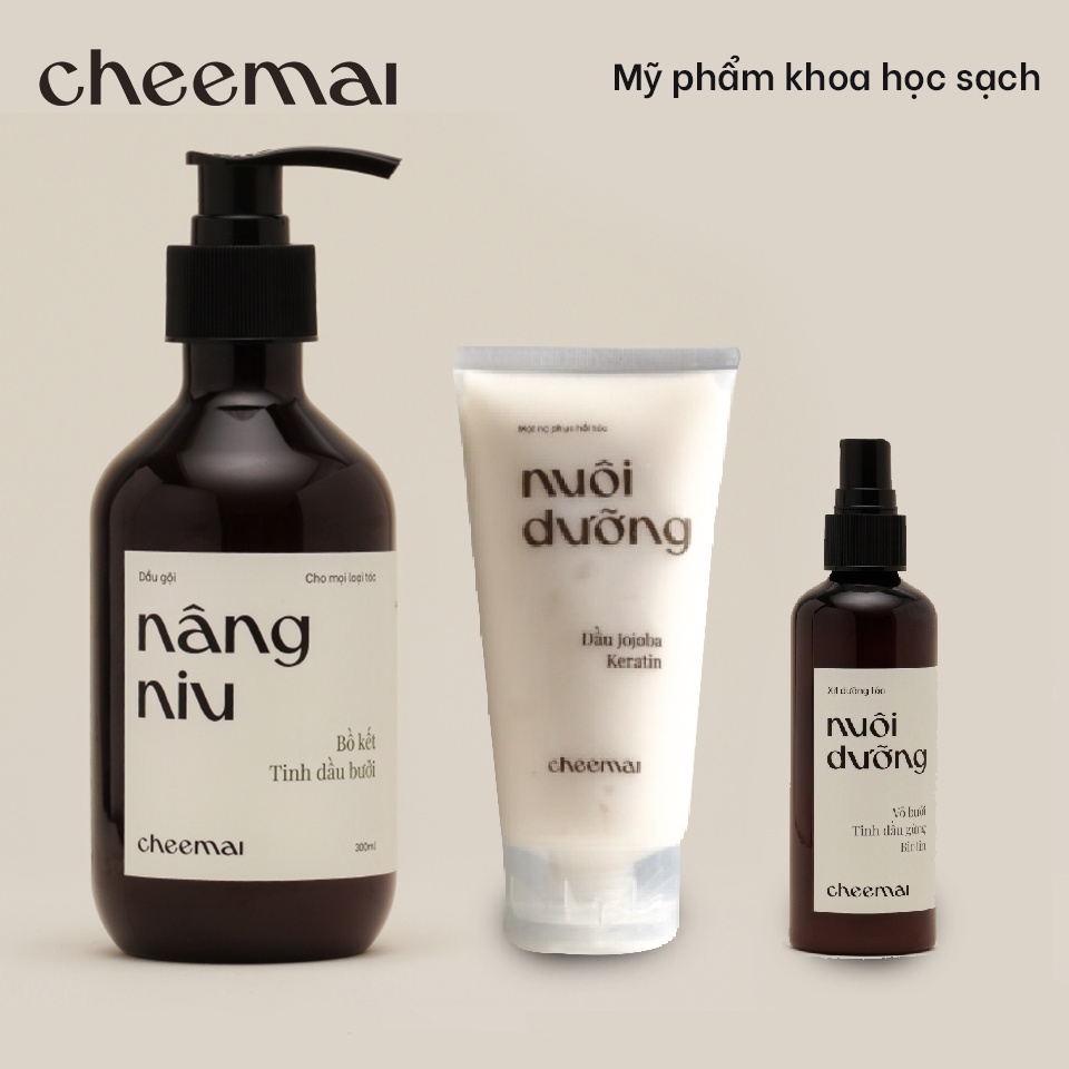 Combo 3 sản phẩm Gội - Ủ - Xịt cho mọi loại tóc, kích thích mọc tóc, dưỡng ẩm, phục hồi - Nâng Niu CHEEMAI Việt Nam