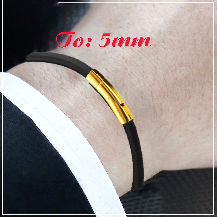 Vòng tay cao su 5 ly cao cấp khóa Vip màu vàng - Chọn size theo yêu cầu - Đem lại đẳng cấp phong độ cho người đeo