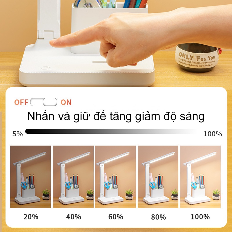 Đèn học tích điện WhitePro 3 màu ánh sáng, điều chỉnh mức độ sáng chống cận bảo vệ thị lực