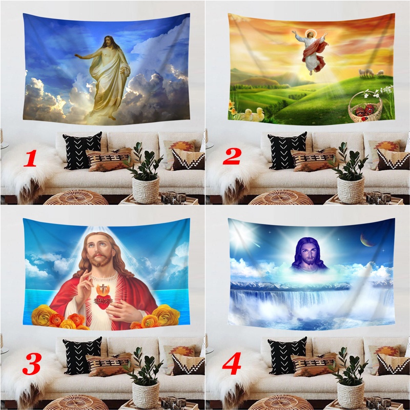 Thảm Treo Tường Trang Trí In Hình Chúa Jesus Kèm Kẹp Độc Đáo