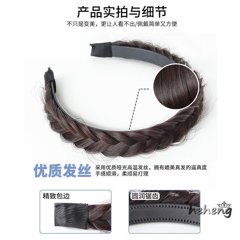 Bán Sỉ Tóc Giả Thắt Bím Xương Cá Có Răng Lược hua wang Băng Đô Màu Đỏ Phụ Kiện Tóc Áp Suất