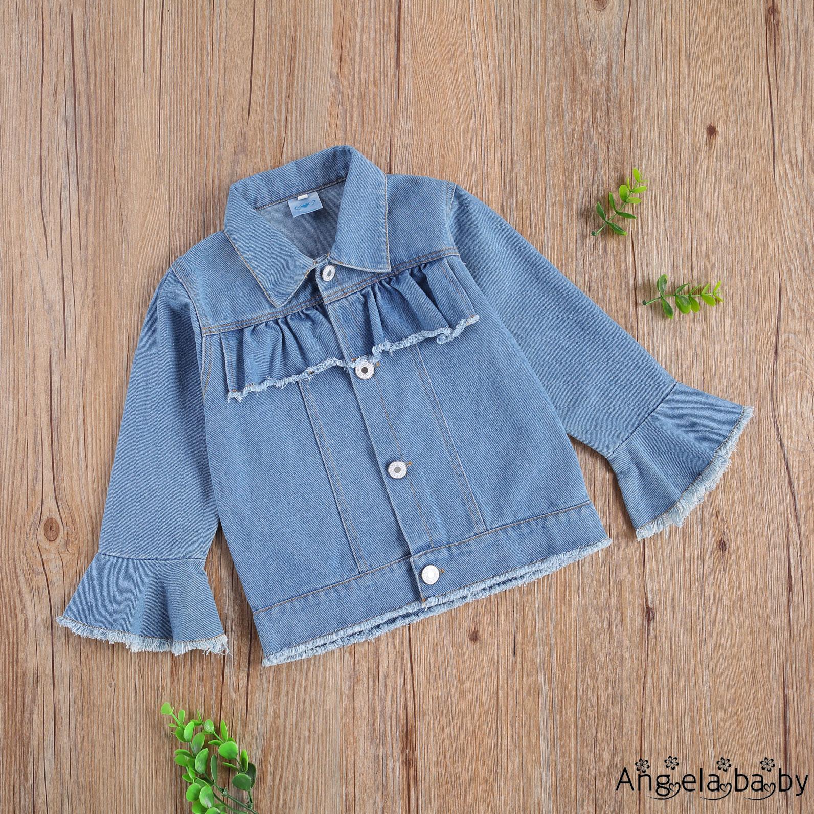 Áo Khoác Denim Tay Loe Thời Trang Cho Bé Gái