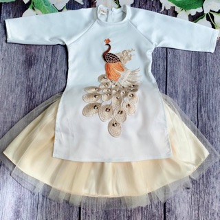 Combo áo dài cách tân trắng cho bé gái 1-6t
