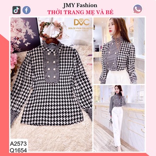A2573 áo sơ mi đen trắng cổ lọ công sở - Dolce viva colection