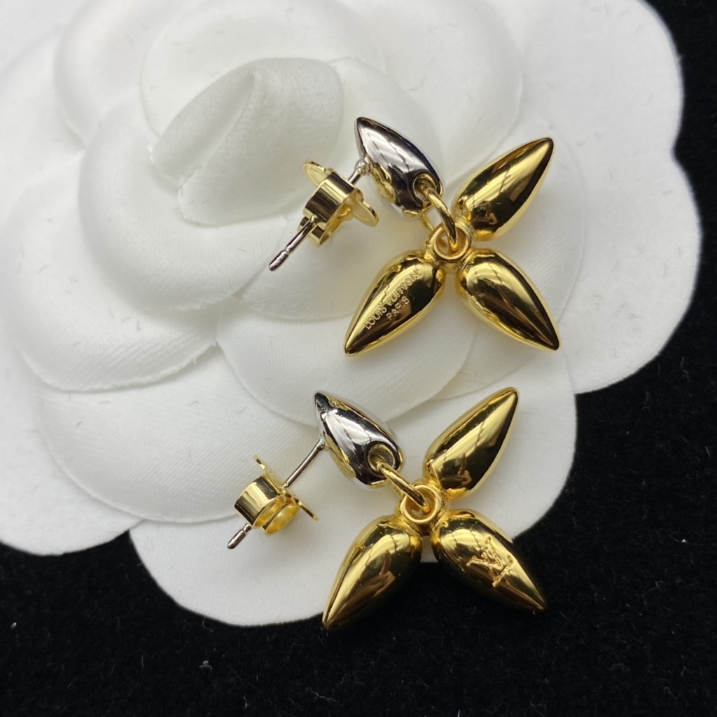 Bộ Vòng cổ Và Bông Tai Mạ Vàng Mặt Hoa Louise V Thời Trang Cho Nữ