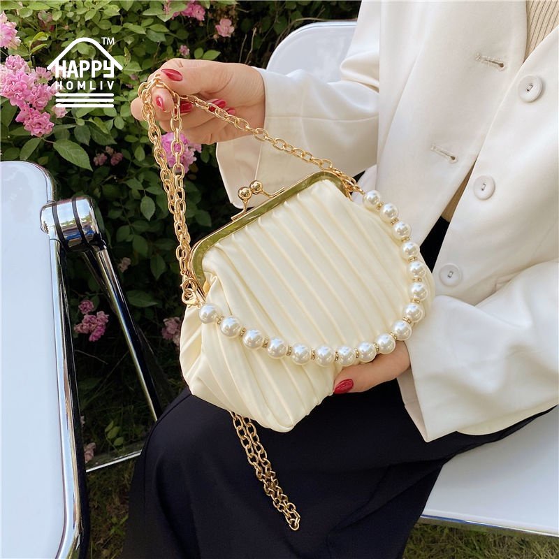 Túi đeo vai HAPPY HOMLIV Đính Ngọc Trai Nhân Tạo Thời Trang Mùa Hè 2022