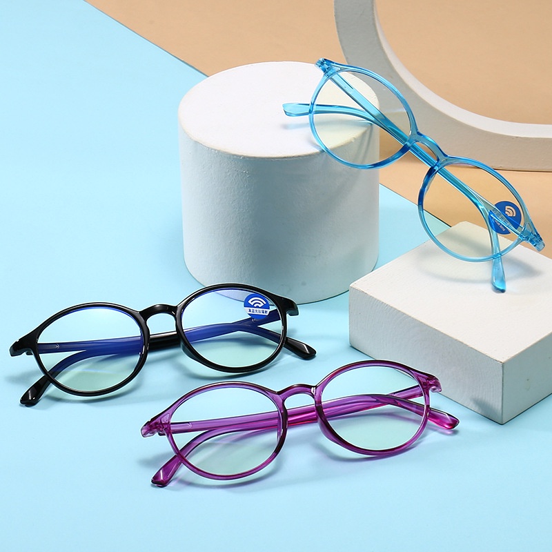 Mắt Kính Chống Ánh Sáng Xanh Gọng Mềm Tròng Vuông Thời Trang Cho Bé