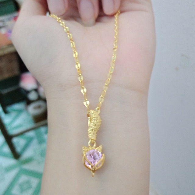 Vòng cổ hồ ly bạc ta xi vàng tây nhiều màu kèm giấy đảm bảo