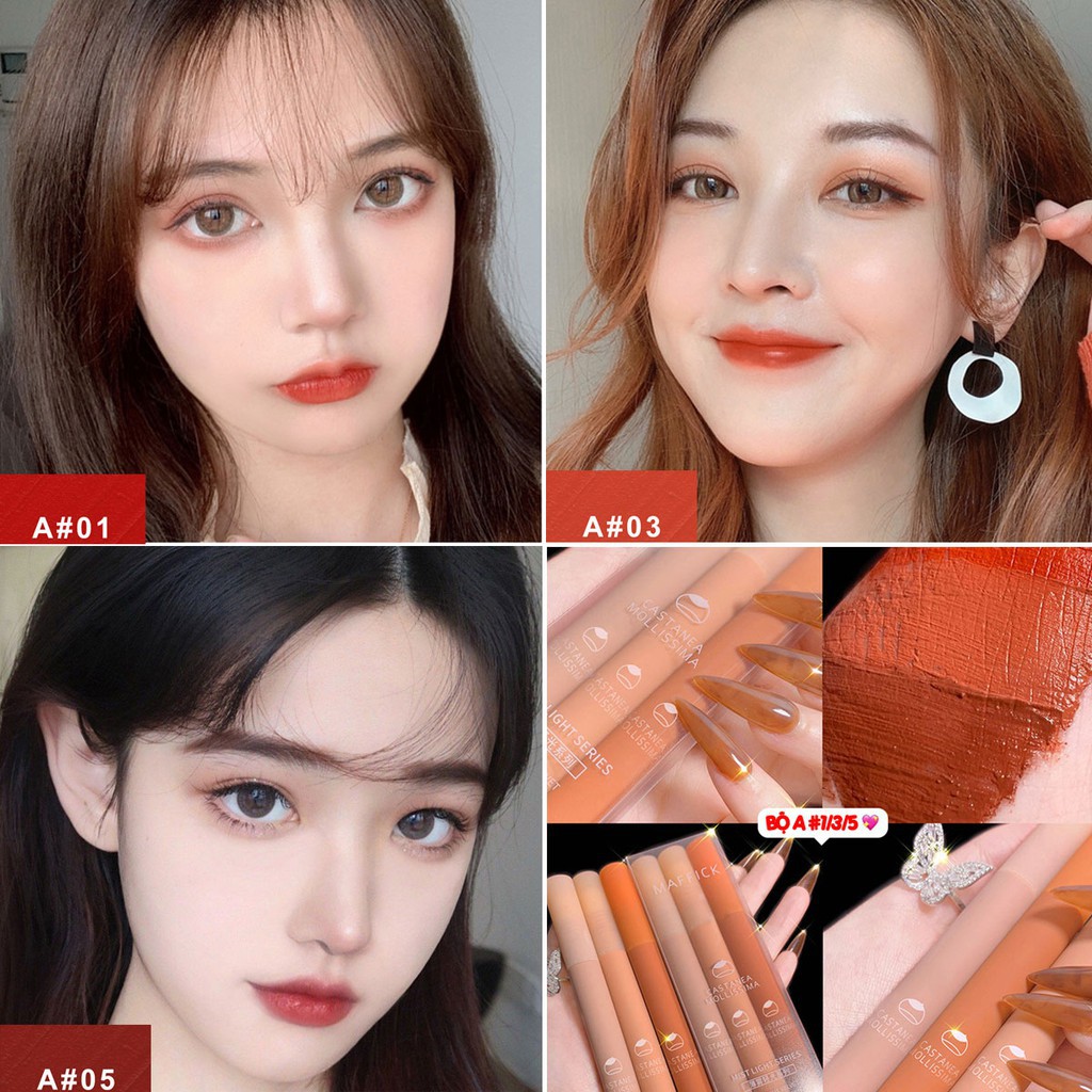 Set son 3 Son Kem Lì MAFFICK StrawBerry Velvet nội địa Trung màu đỏ quyến rũ với hai SET A/B | Thế Giới Skin Care