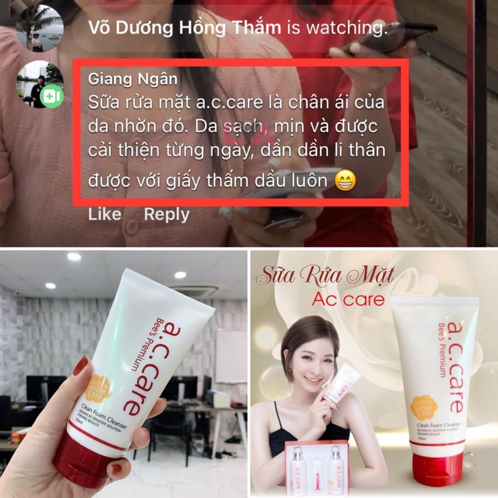 Sữa rửa mặt ngăn ngừa mụn từ nọc ong AC Care Bee's Premium Cleansing Foam 150ml