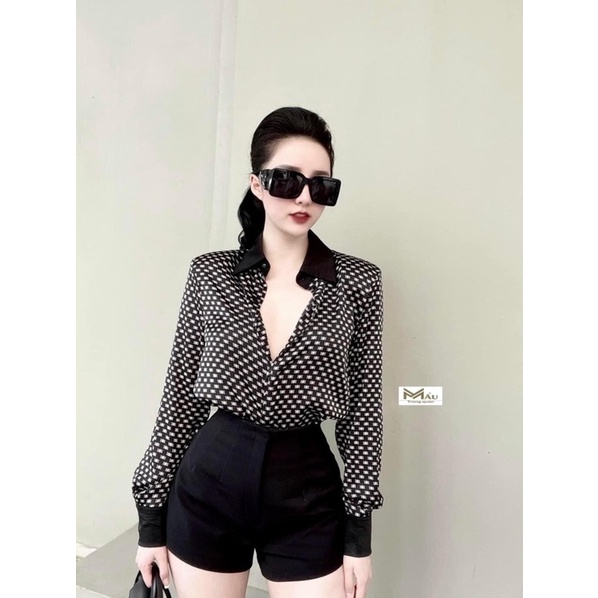 Áo sơmi nữ công sở hoạ tiết, áo nữ đi chơi đi làm