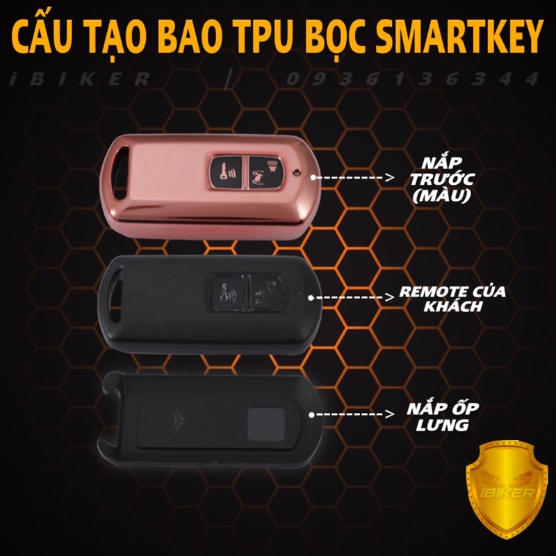 Bọc chìa khoá smartkey TPU LUXURY trang trí, bảo vệ remote 2 nút xe Honda