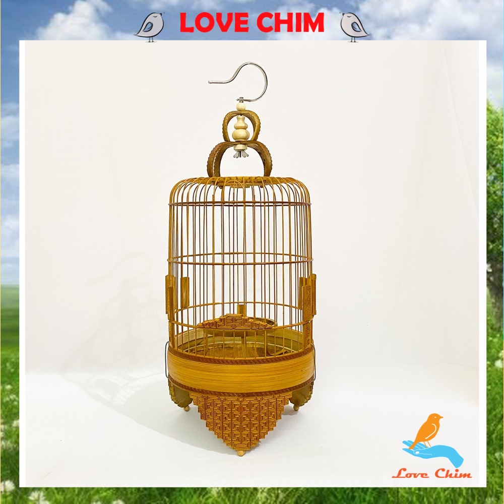 Lồng khuyên chân chiện cao cấp chất liệu trúc già siêu đẹp kèm móc (hàng kỹ), Lồng chim khuyên đẹp LOVECHIM