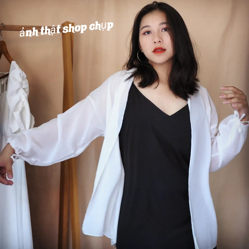 [BIGSIZE MOOHAN] ÁO SƠ MI BIGSIZE VOAN MỎNG KHOÁC NGOÀI ĐEN VÀ TRẮNG