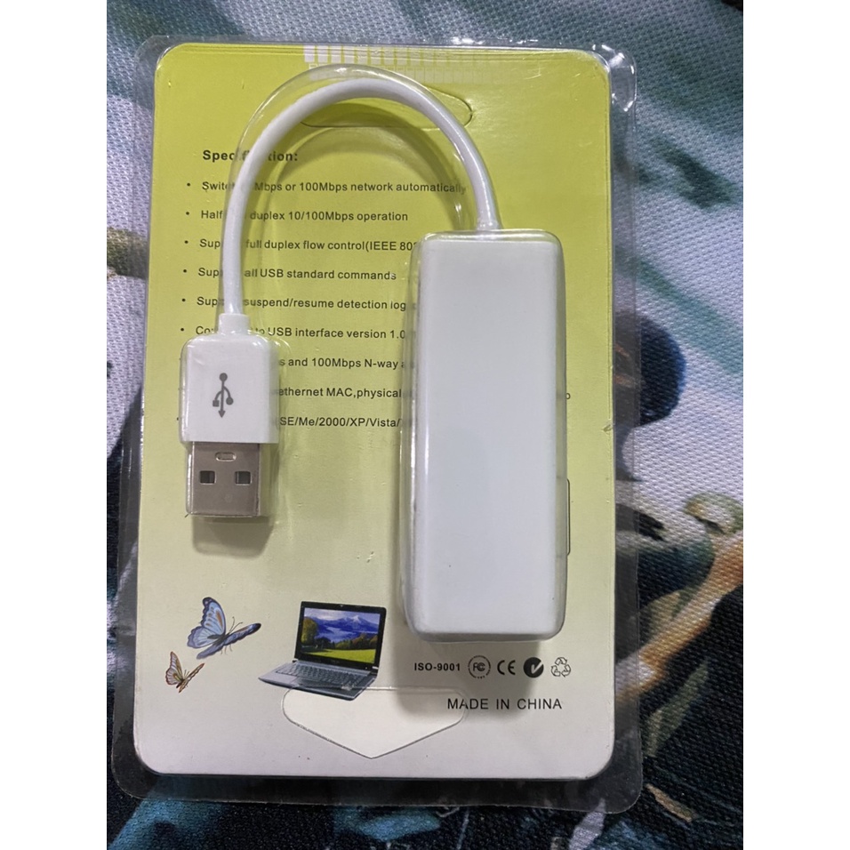 Đầu chuyển USB ra Lan 2.0 - Cáp chuyển USB sang đầu cắm dây mạng cho PC-LAPTOP