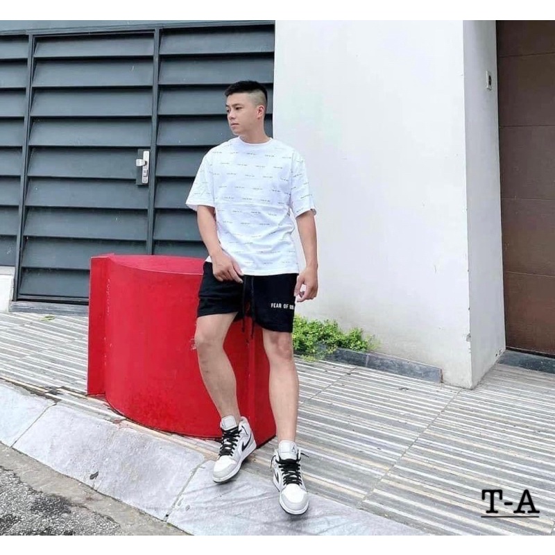 Bộ Cộc tay Essentialss - Bộ thể thao cổ tròn chữ in siêu nét