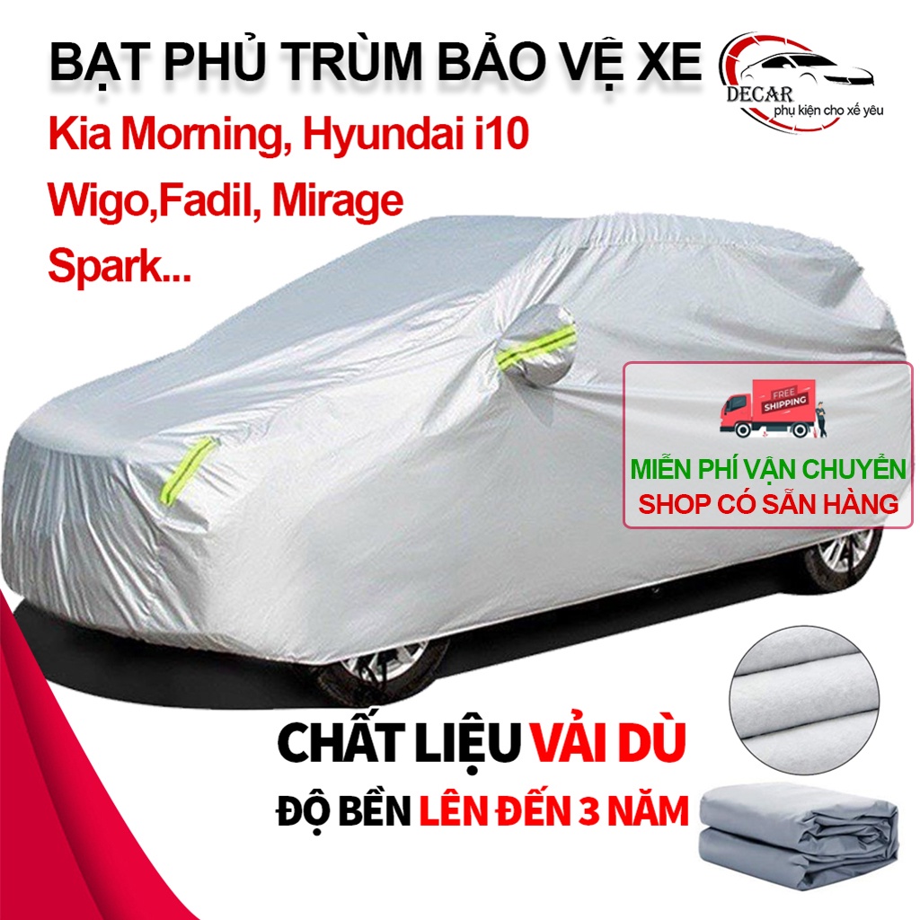 Bạt che nắng mưa ngoài trời cho ô tô , bạt trùm xe oto bảo vệ xe Hatback morning, i10, Spark, Yaris, Fadil, Wigo, Getz..