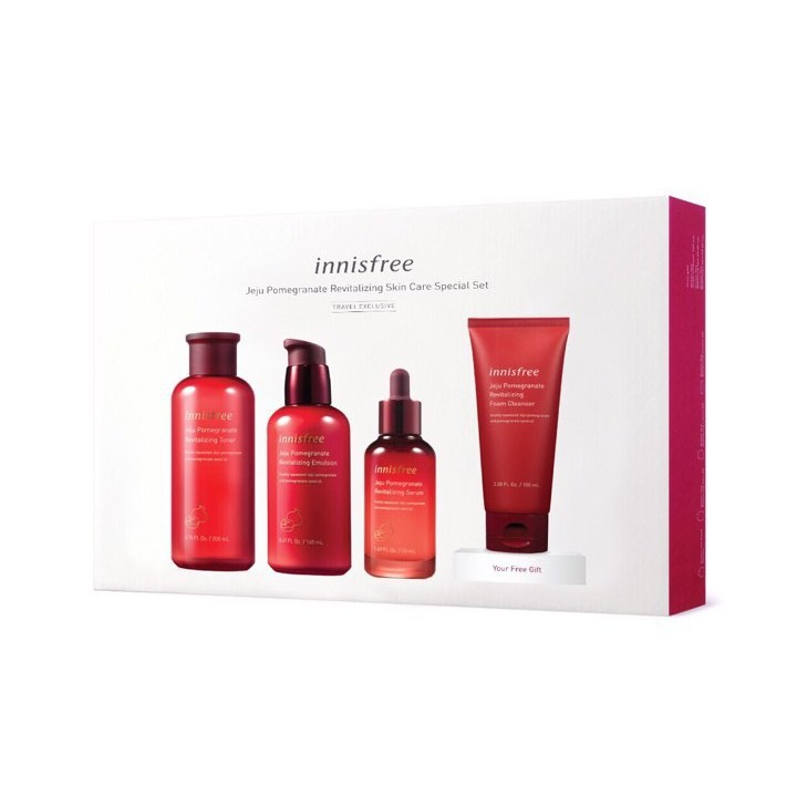 Bộ dưỡng Lựu Đỏ Innisfree Jeju Pomegranate Revitalizing Set (4 Sản Phẩm)