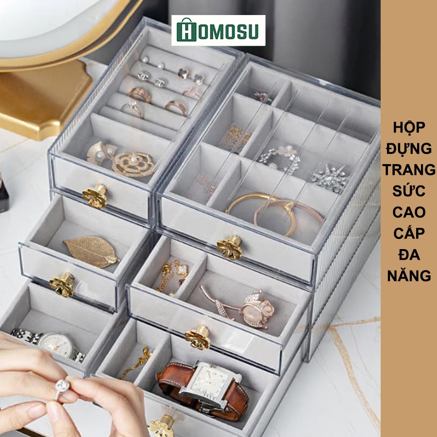 Hộp Đựng Trang Sức Lót Nhung Mika Trong Suốt Cao Cấp R004