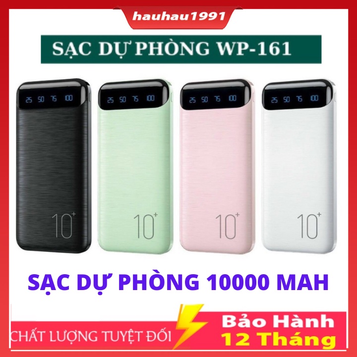 Sạc Dự Phòng Tích Hợp Màn Hình Led WK-161 10.000mAh - Bảo Hành 12tháng 1 đổi 1