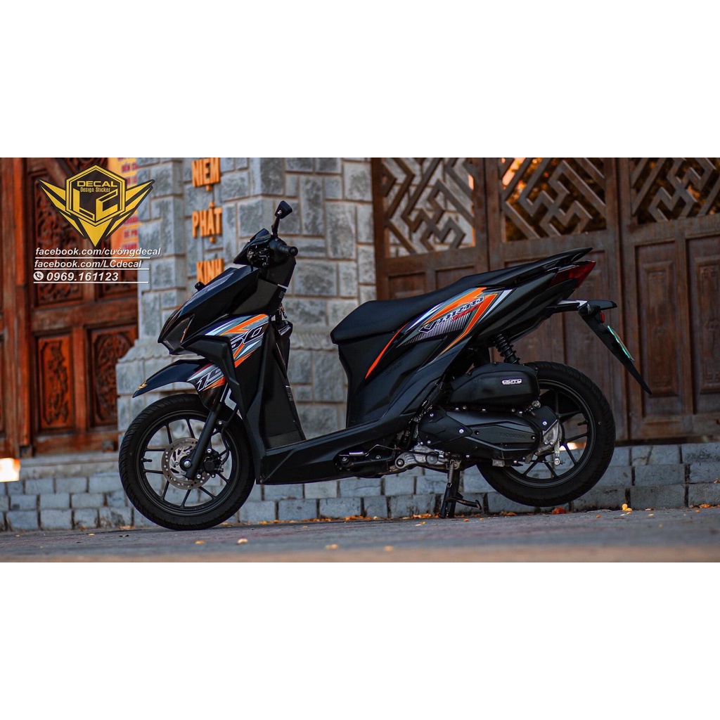 Tem rời Vario đen cam xám racing . tem vario mẫu mới kiểng đẹp