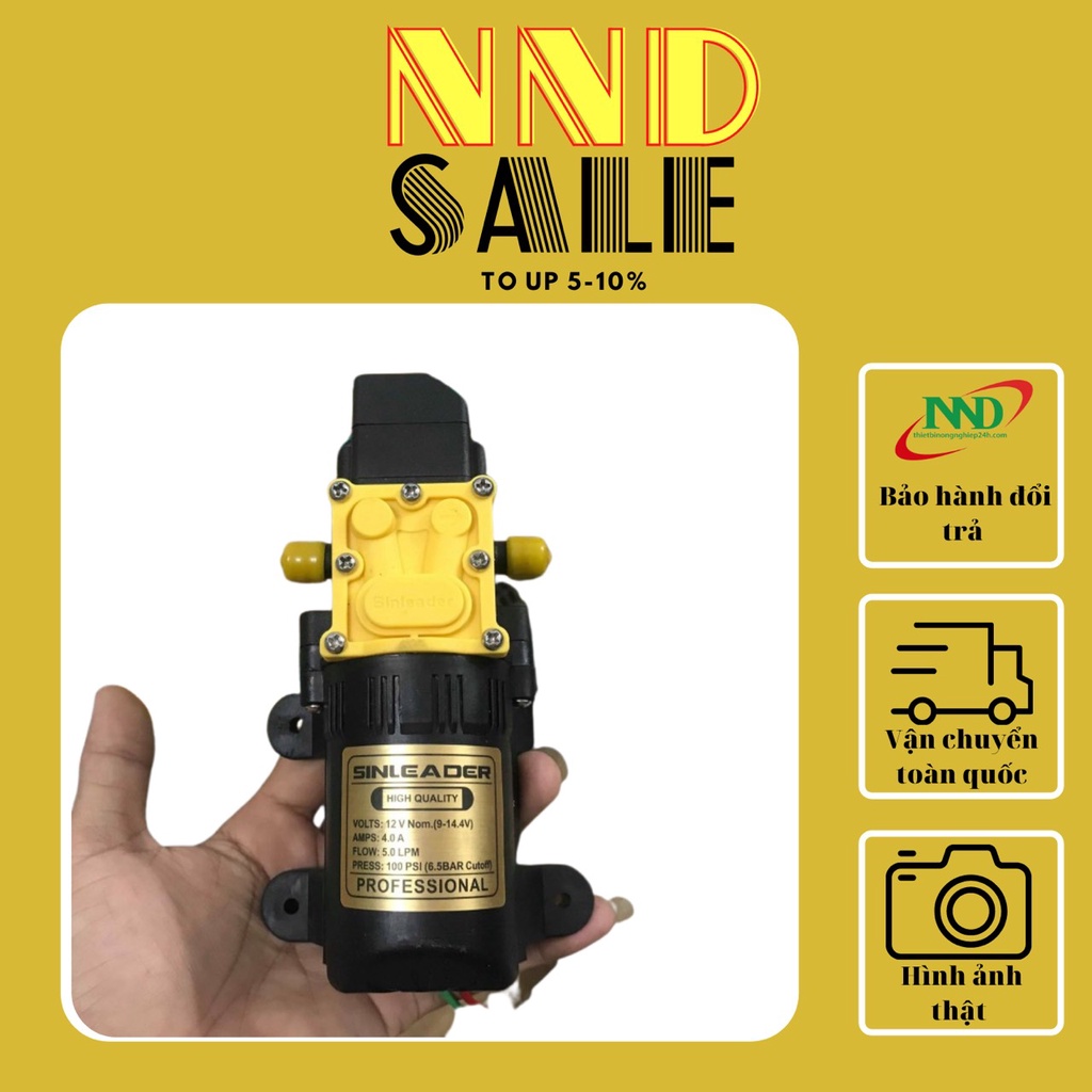 Máy Bơm nước Áp Lực Mini tự ngắt 12v Đôi - | Bơm đơn tăng áp Sinleader| Bơm Rửa xe, tưới cây, tưới lan đều được