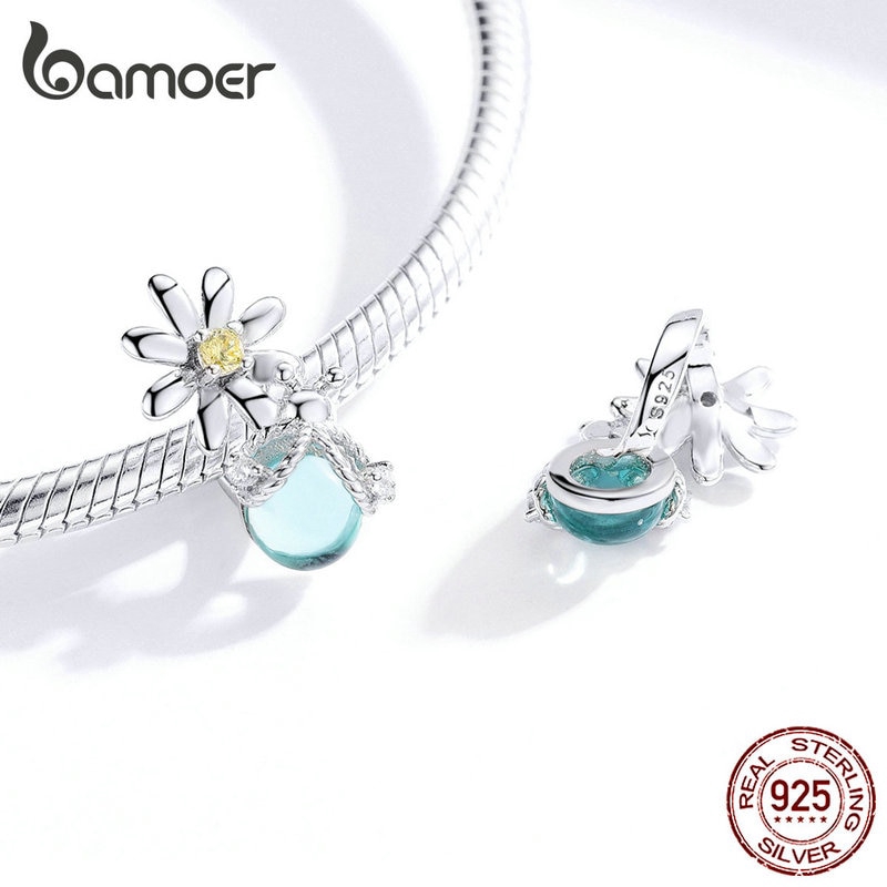 Hạt trang sức chính hãng Bamoer SCC1369 bằng bạc 925 hình đom đóm hoa cúc và rắn làm trang sức nữ