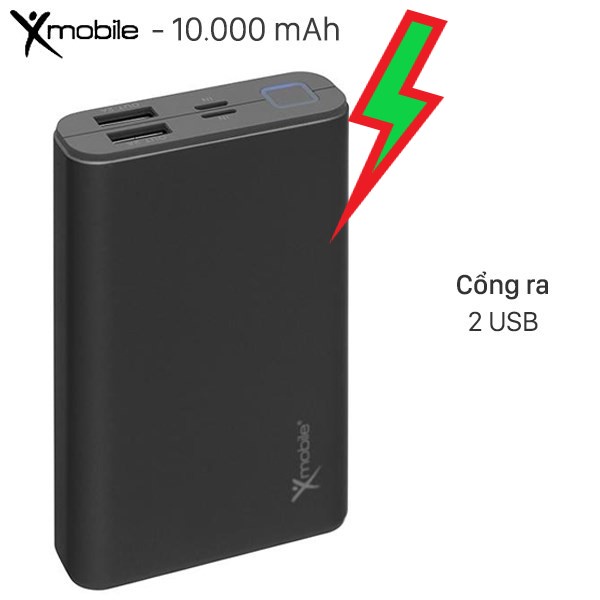 Pin sạc dự phòng 10.000 mAh Lightning Xmobile LJ JP90S Nhôm Xám