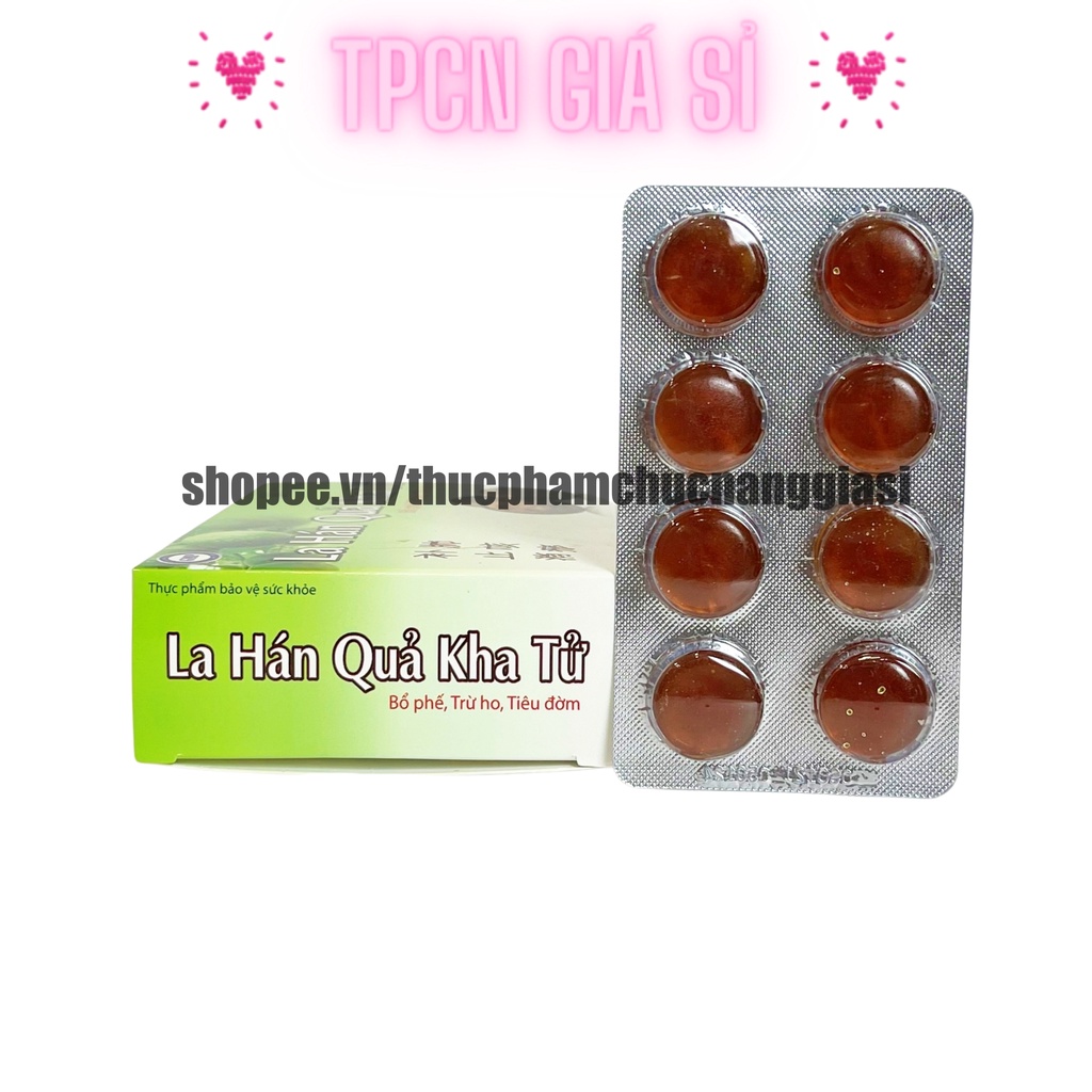 Kẹo ngậm LA HÁN QUẢ KHA TỬ giúp bổ phế, trừ ho, tiêu đờm - HỘP 20 viên